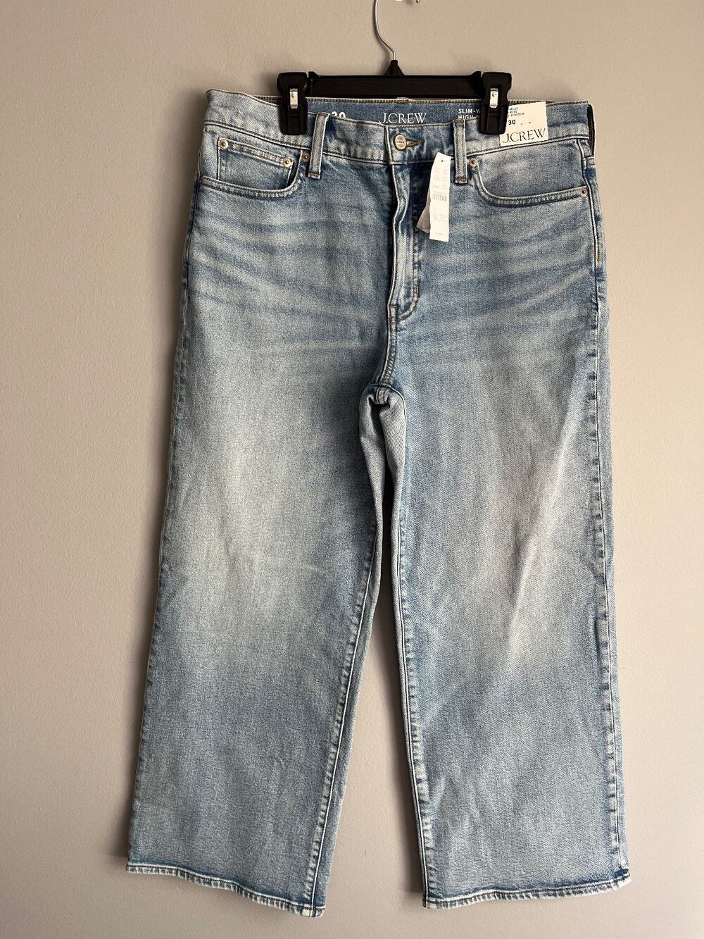 J.Crew NWT $148 Slim-Wide Jeans Sz 30 Light Wash High Rise Classic Denim